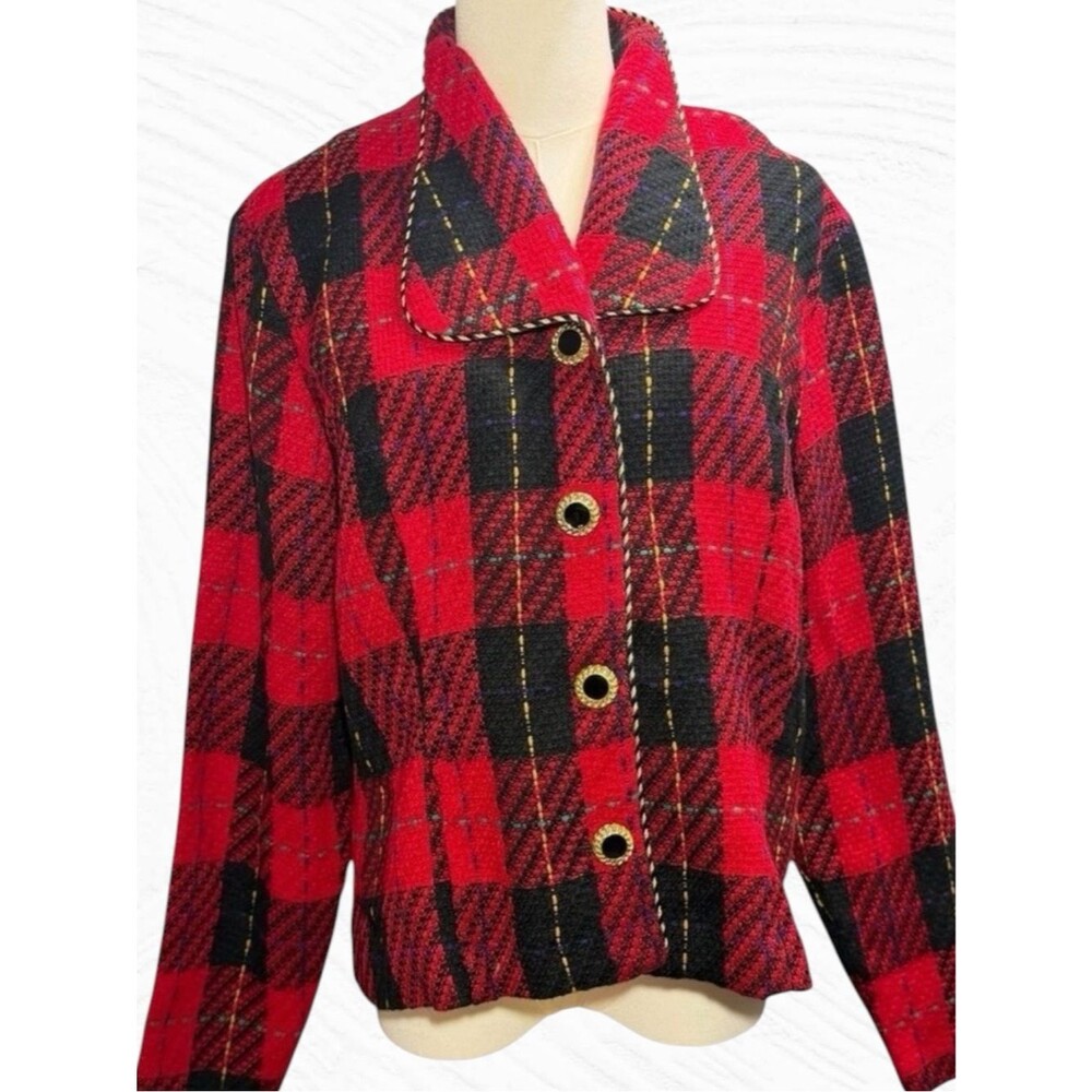 Vintage Lindsey Scott Plaid multi color blazer size 12